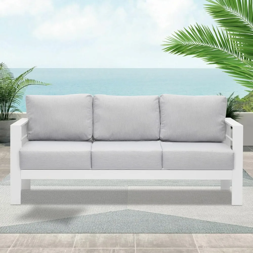 

All-Weather Outdoor Aluminum Sofa Set - Premium 3-Seater Patio Couch with Comfortable Cushions