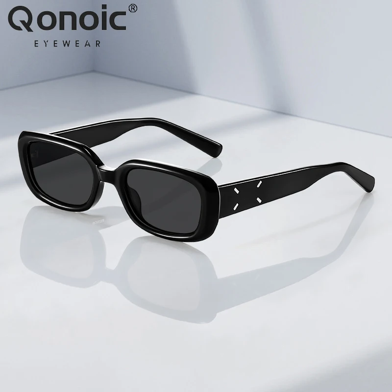 

QONOIC Women's Rectangle Sunglasses Acetate Glasses Frame Nylon Lens Fashion Sun Glasses UV400 for Shopping&Outdoors AB24116