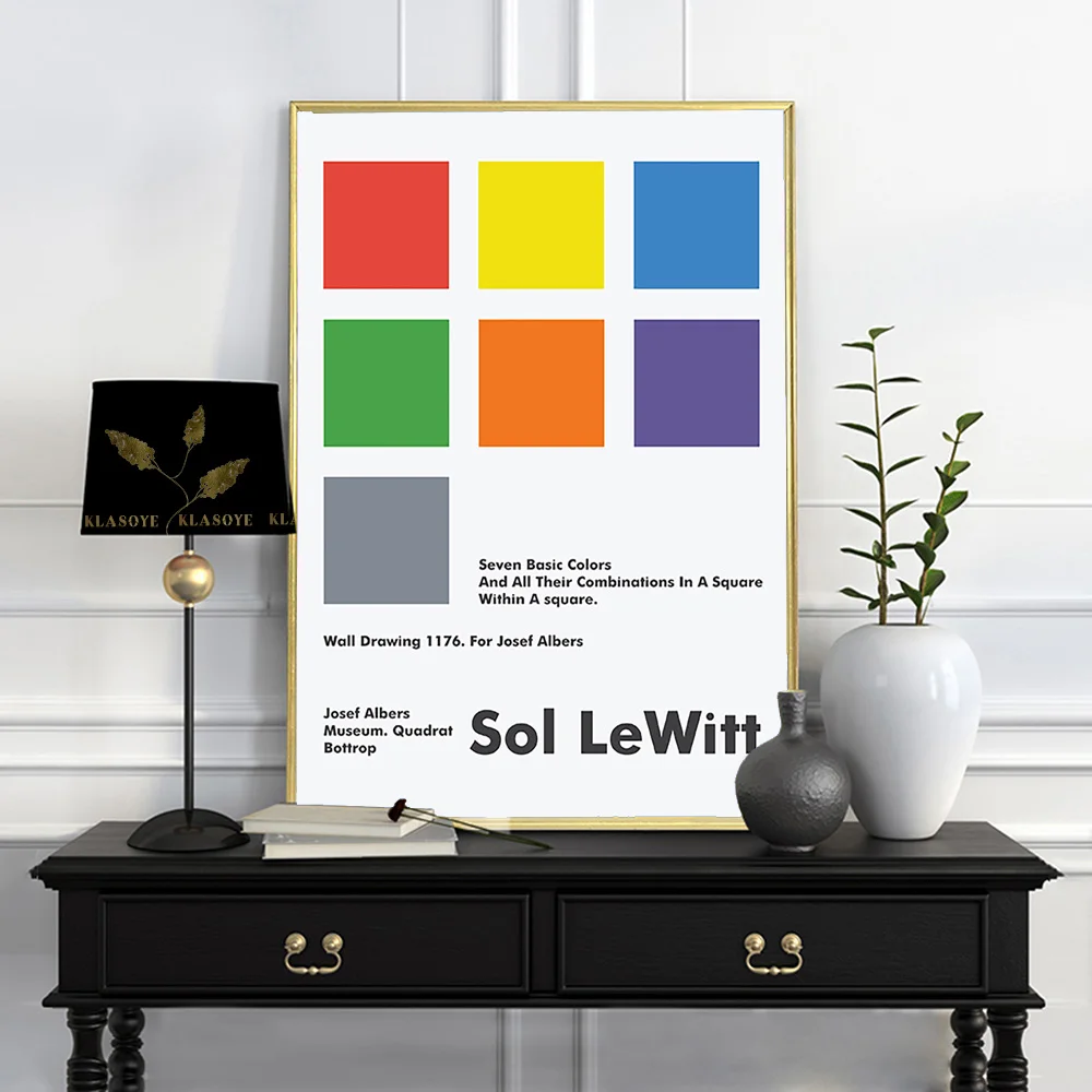Póster del Museo de la exposición de Sol Lewitt, lienzo impreso artístico de siete colores básicos, pintura minimalista, cuadro de pared Decoración