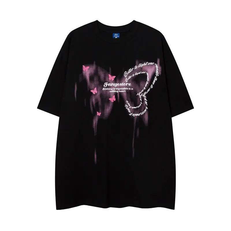 

Men's And Women's Gradient Print Loose Fit Cotton Shirt Short Sleeve Breathable Comfortable American Style T-shirt