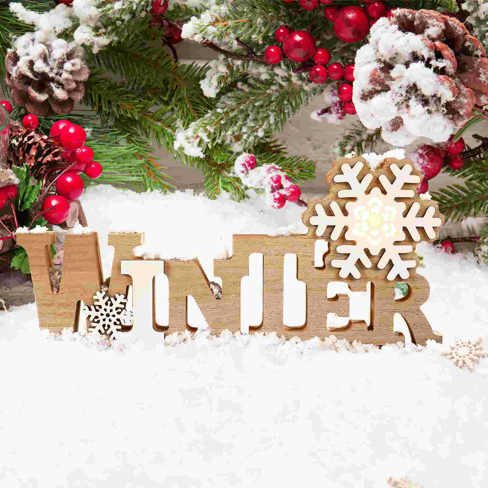 

Banner Christmas Ornaments Decorations Snow Flakes Decorating Halloween Indoor Winter Lamp Wooden Signs Decorate