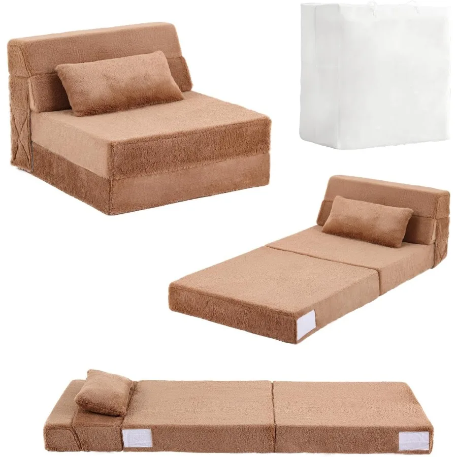 Divano letto pieghevole con materasso QuadFold e cuscino Divano in morbido peluche con borsa portaoggetti portatile Lettino convertibile per Playr