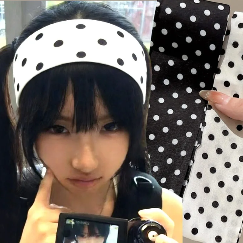 

Корейская повязка на голову INS в горошек для женщин, спортивные аксессуары для фитнеса, йоги, свиданий, аксессуары для волос для девочек, впитывающие пот, аксессуары для волос для йоги
