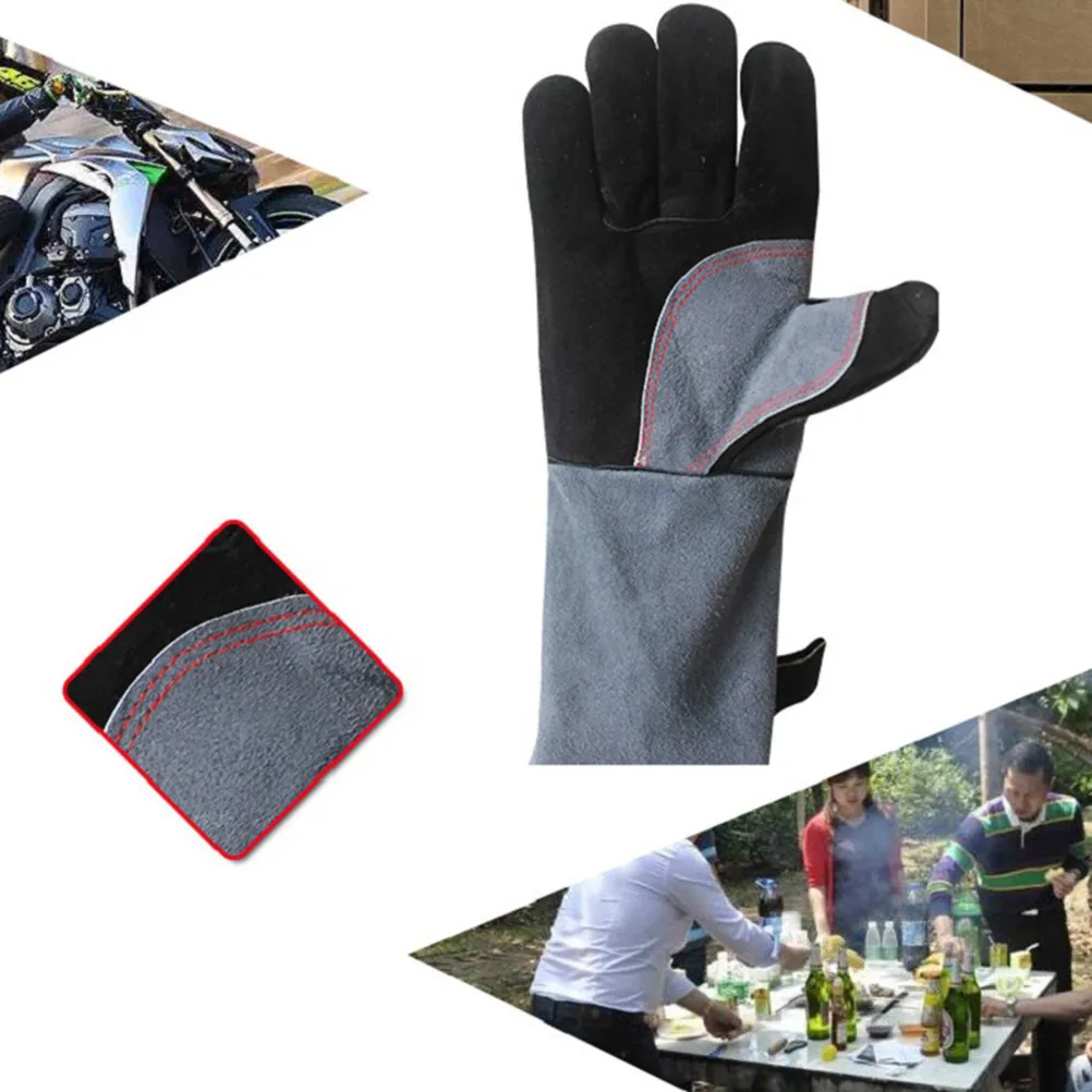 

Перчатки для сварки из воловьей кожи, термостойкие, огнеупорные, толстые, гибкие, устойчивые к проколам и порезам, маслостойкие, для камина, печи, духовки, гриля, барбекю