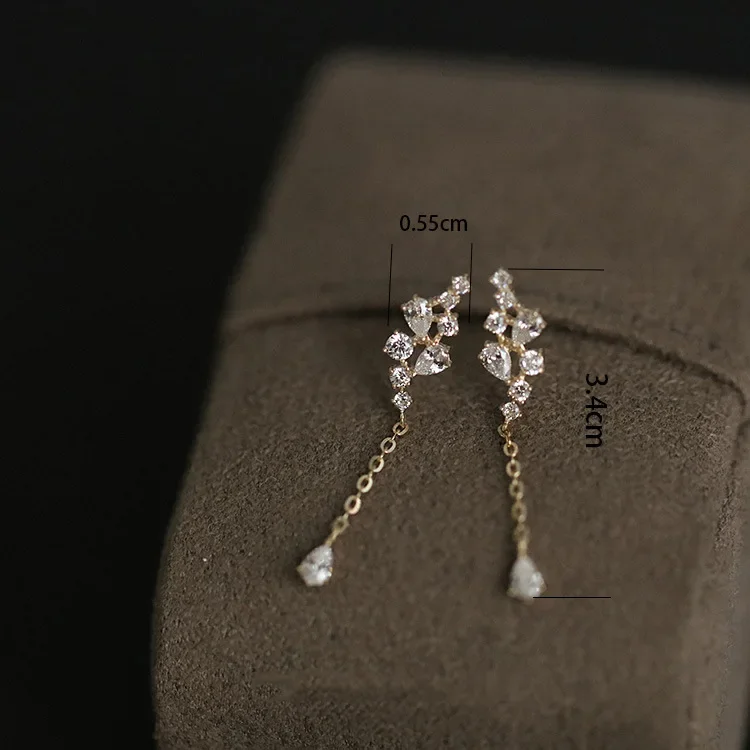 925 Silver Needle Water Drop Leaf Flower Butterfly Design Earrings for Women Girl Classic Sweet Zircon Earrings