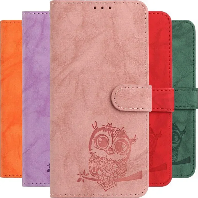 

Pop Cute Owl Embossing Case For Samsung Galaxy S10 S9 S8 Plus S7 S6 S5 S4 S3 Wallet Card Slots Phone Cover #DOB