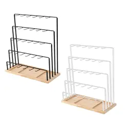 5 Tiers Earring Display Stand Holder Jewelry Hanger Rack Easy Assemble Tabletop with Hooks for Home Ear Studs Keychains Rings