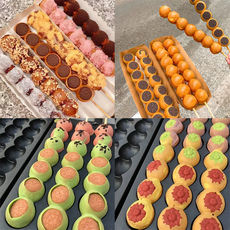 계란 퍼프 메이커 탠덤 베이킹 케이크 기계 비 스틱 요리 표면 와플 기계 전기 스트링 케이크 계란 퍼프 버블 기계