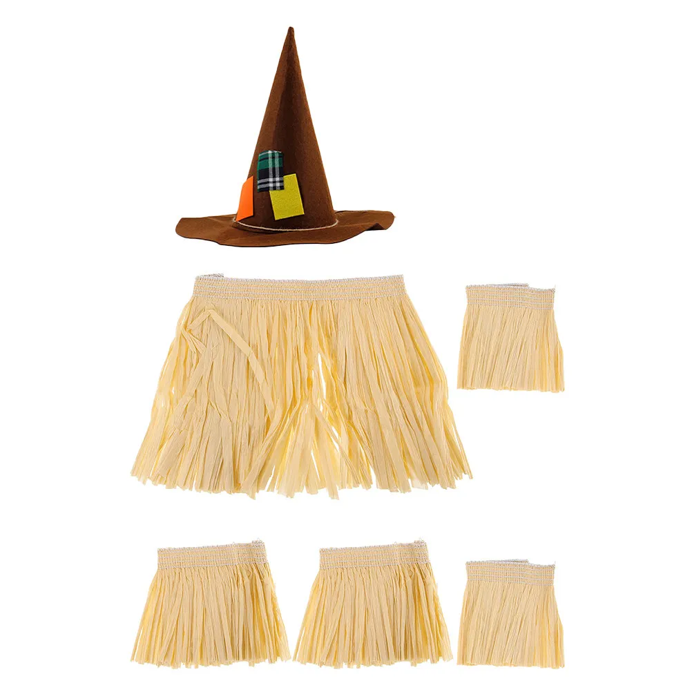 

Комплект из пяти предметов: гавайская юбка из рафии для танца хула, выступлений, сценических костюмов и фестивальных аксессуаров