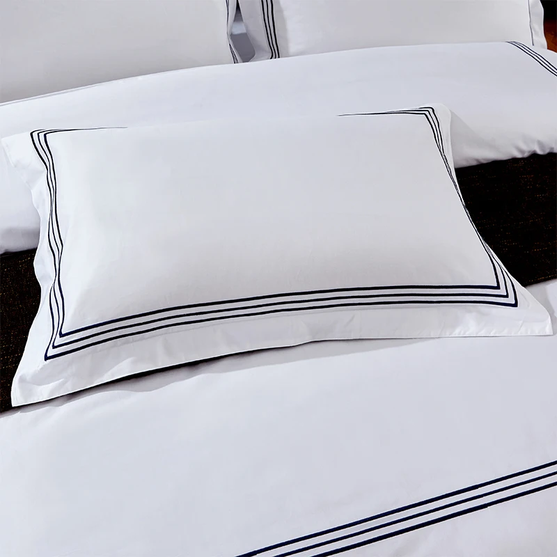 2pcs/Set Luxury 100% Egypt Cotton Embroidery 5 stars Hotel Pillowcases pillow cover White pillow case one pair 50*80 55*85cm