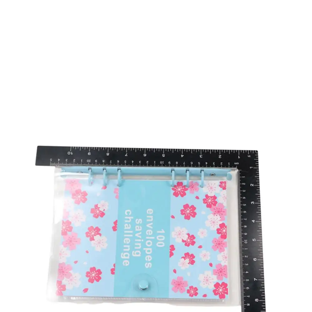 Gestione finanziaria 100 buste di risparmio Sfida Risparmio di denaro 100 buste Buste Challenge Notebook PU Cherry Blossom