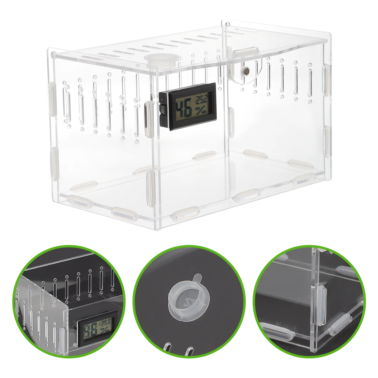 

Acrylic Reptile Case Small Container Crested Gecko Accessories Tortoise Enclosure Transparent Ventilated Live Food Storage