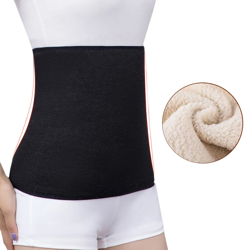 Waist Warmer Thermal Fleece Lining Waistband Elastic Abdomen Back Warmer Belt Kidney Binder Stomach Protector Wrap Band