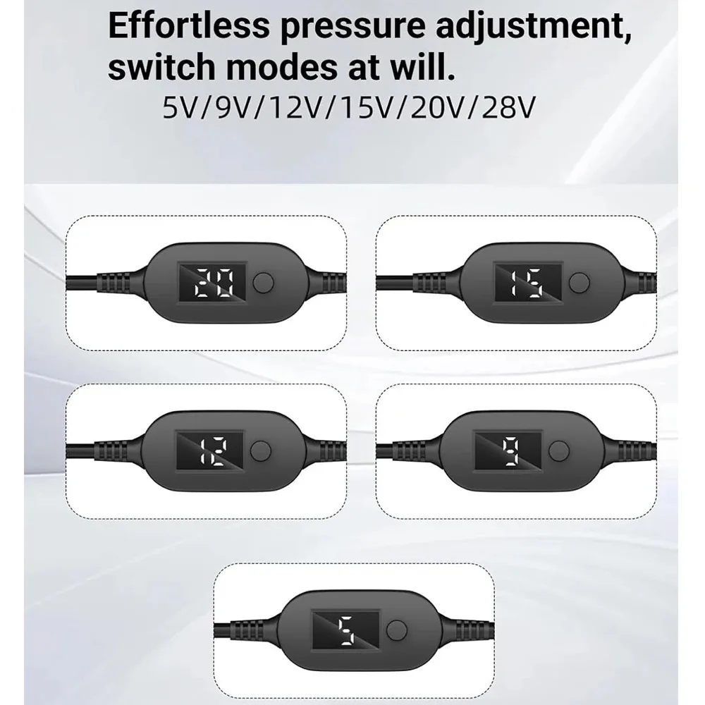USB C to DC Power Boost Cable 140W Type C to 5V 9V 12V 15V 20V 28V Adjustable Voltage Adapter Connector Cord for Laptop Router