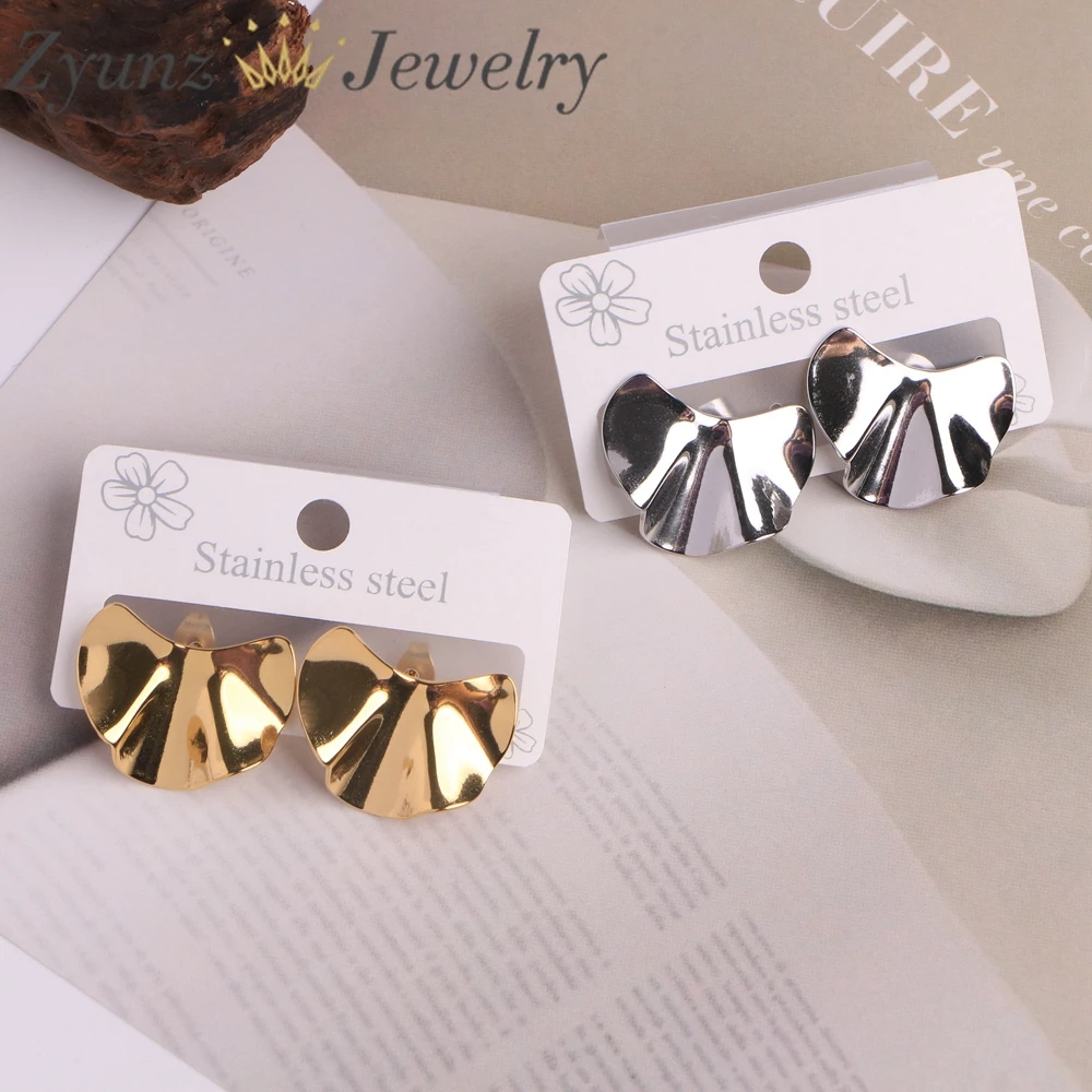 

5 Pairs, Stainless Steel Irregular Concave Convex Wave Earrings Gold Plated for Women Statement Charm Jewelry