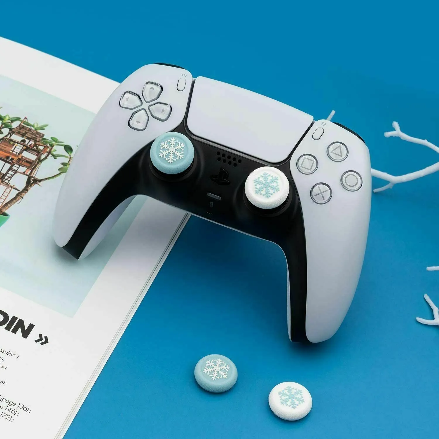 GeekShare Thumb Grips For Nintendo Switch Silicone Joystick Caps For Switch Lite PS5 Xbox One Cover Snowflake Cat Paw House Tree