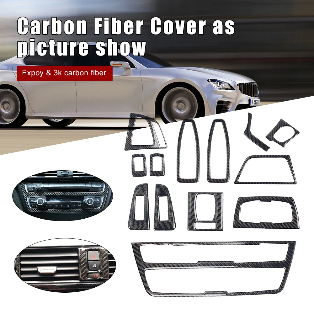 

13PCS Real Carbon Fiber Interior Trim Decor Cover For BMW 3 4 Series F30 F34