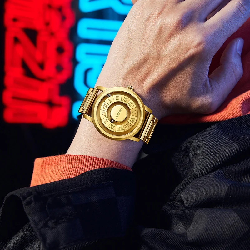 DOM M-1345 ساعة للرجال السماء المرصعة بالنجوم الإبداع المغناطيسي الذكور الساعات عادية الرياضة مقاوم للماء كوارتز ساعة اليد Relogio Masculino