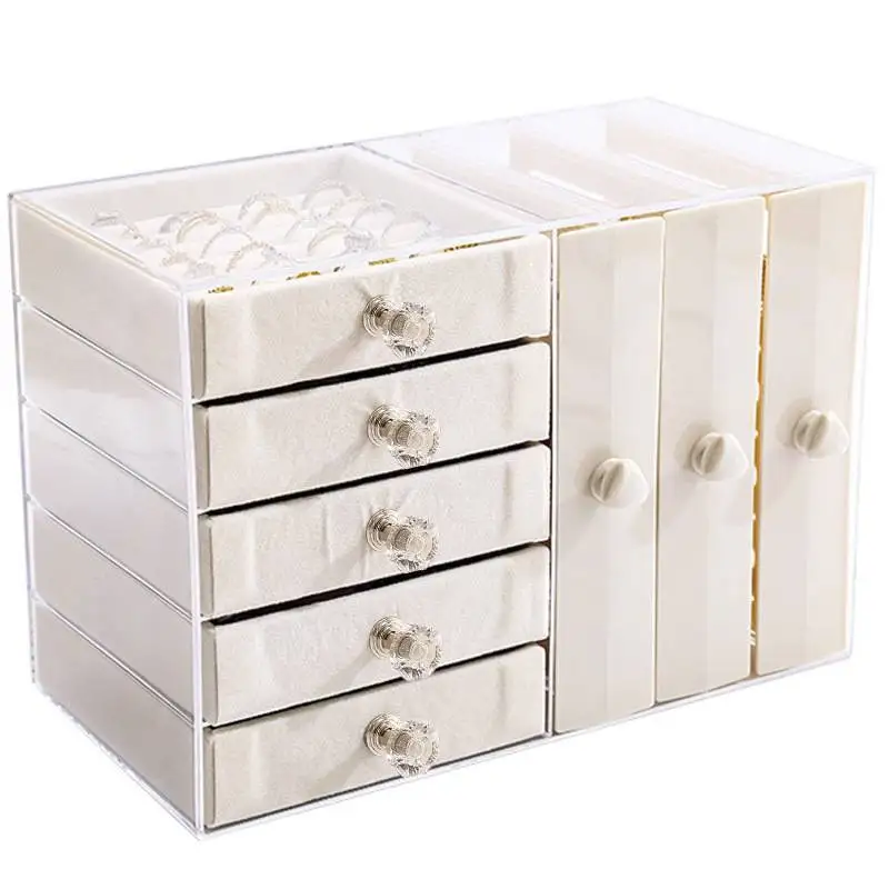 

Jewelry Organizer Stand Multifunctional Necklace Display Holder with 4 Drawer Earring Storage Box Large Capacity Gift for Girls