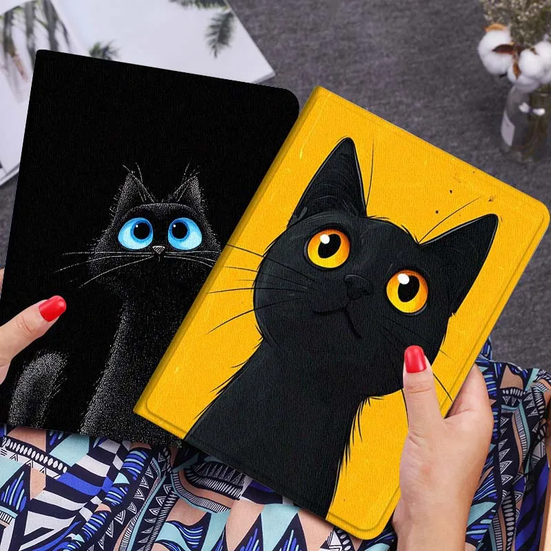 

Black Cat Yellow Eyes Cartoon Tablet Case For Huawei Honor MatePad MediaPad Air 5 6 7 11 V6 V7 V8 V9 X9 X8 T10 T10s C5e T5 Gift