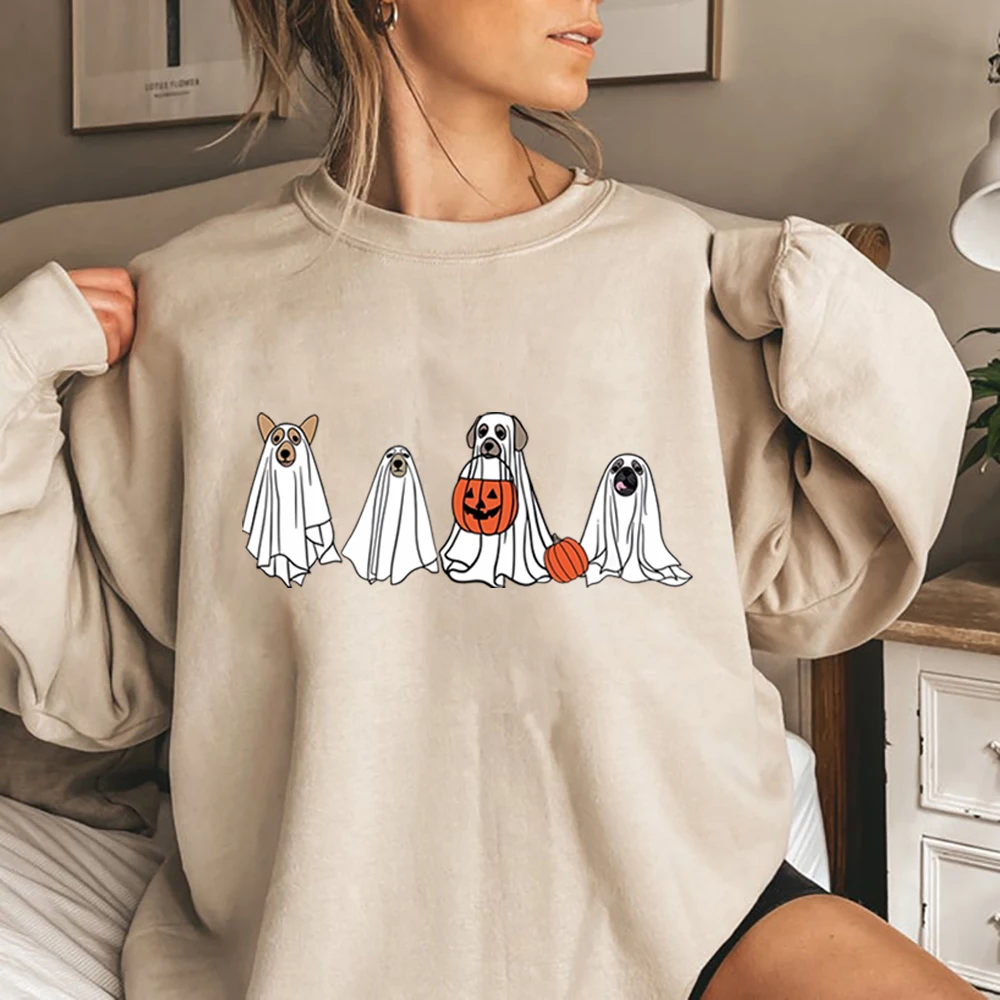 Halloween Ghost Dog Sweatshirt Funny Halloween Shirt Cute Ghost Dog Tee Dog Lover Halloween Merch Unisex Halloween Party Shirt