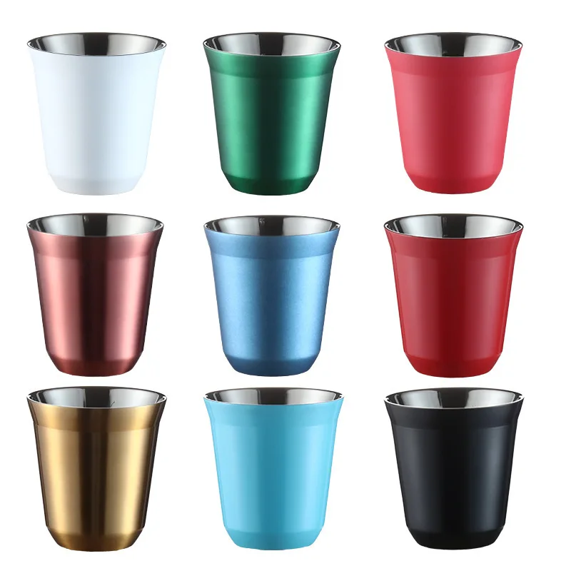 Stainless Steel Espresso Cups Double Wall Insulated Cups Demitasse Cups Coffee Cup For Drinking Coffee, Gift for Him Thermo Cup