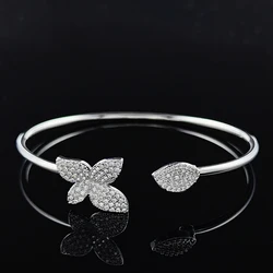 2024 New Butterfly Silver Color Princess Bracelet Bangle for Women Open Anniversary Gift Jewelry Wholesale Moonso S8026