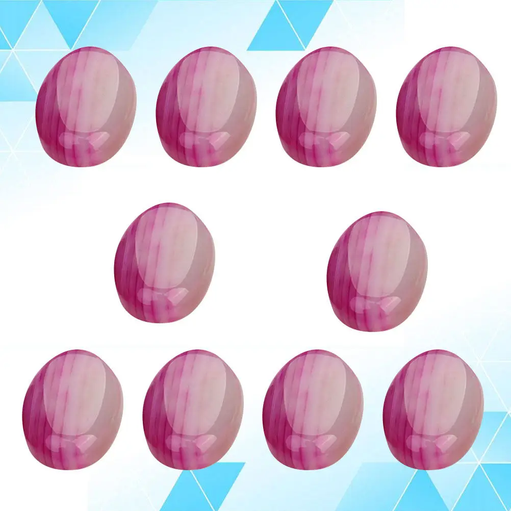 10Pcs 13x18mm Rosy Agate Cabochons Oval Shape Flat Base Natural Stone Cabochon Set for Jewelry Making Craft DIY Time Accessories