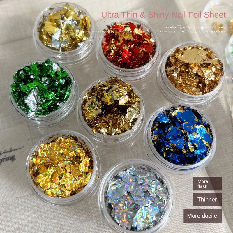 Rosso/Blu/Verde/Oro/Laser Oro e Argento Frammenti di lamina irregolare Nail Art Paillettes Adesivo Glitter Decorazione manicure fai da te