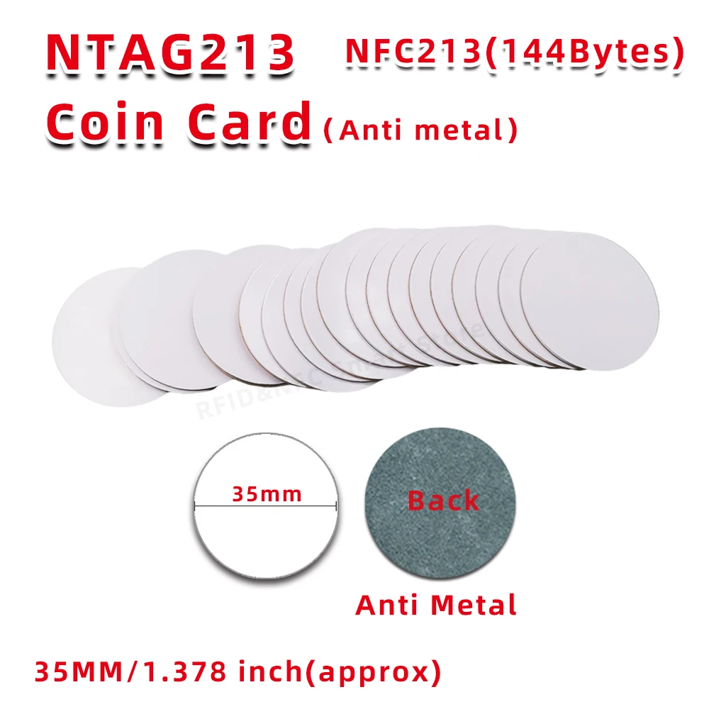 

10/50/100pcs NTA-G 213 Anti-metal Coin Card Animal Crossing 13.56MHZ 35mm Universal Token Patrol with Adhesive RFID NFC Ntg213