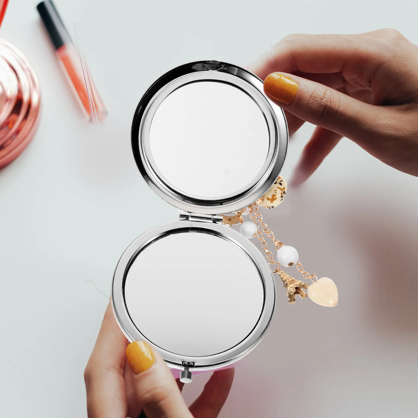 양면 소형 거울 여행용 휴대용 금속 거울 고품질 장인정신 경량 액세서리