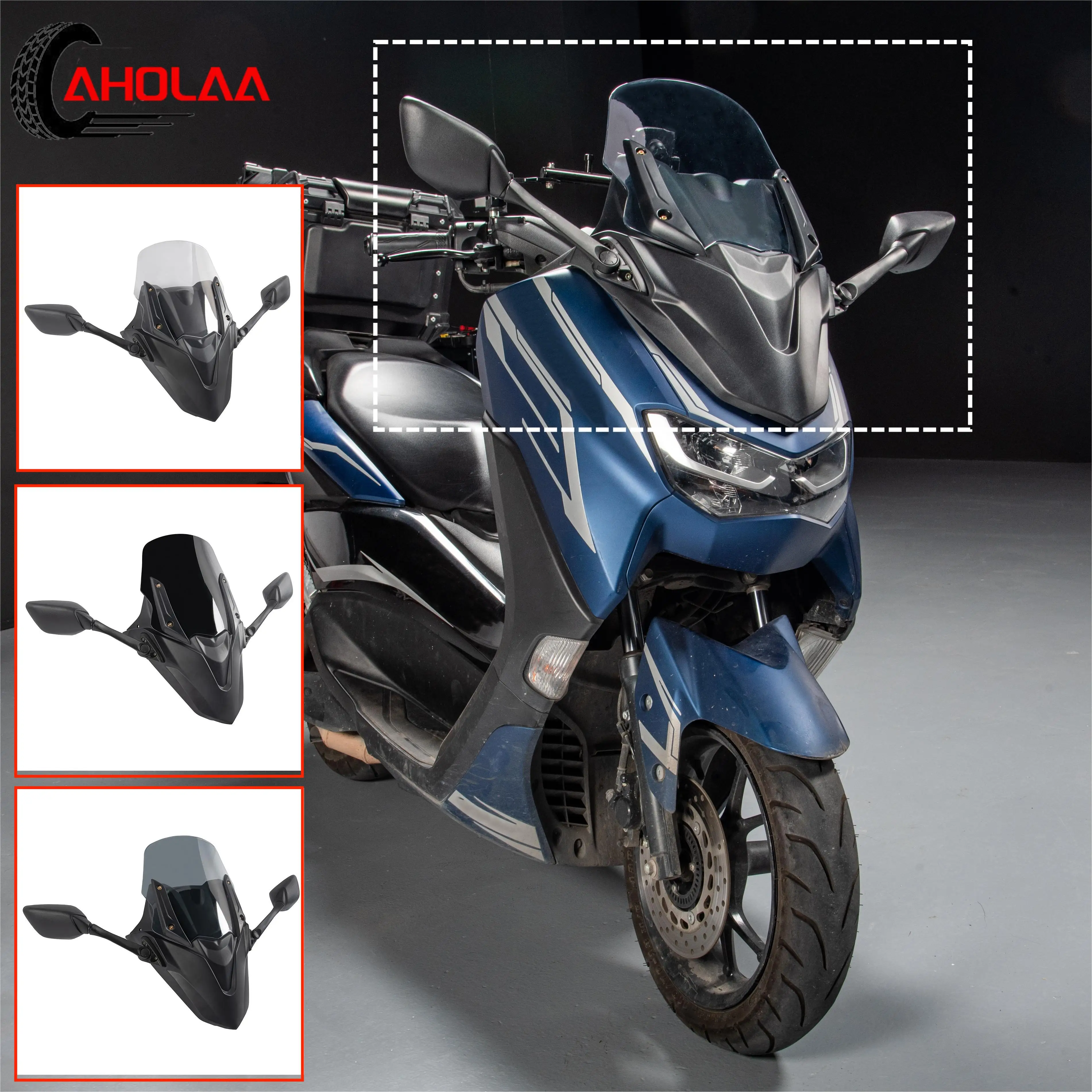 For Yamaha NMAX 125 155 2021-2024 Windscreen Windshield with Rear Sight Mirror Front Mask Panel Replacement Kit NMAX155 NMAX125