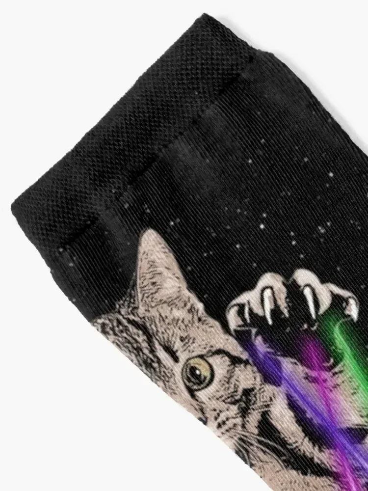 Laser Cat Destroys City With Paws - Cute Adorable Kitten Socks Novelties moving stockings Women's Socks Men's