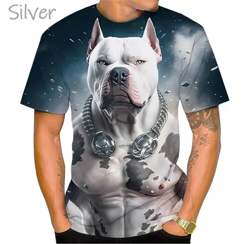 Camiseta de boxeo de Bulldog feroz para hombre, camiseta con estampado 3D de Bully Pitbull, camiseta con personalidad novedosa, ropa de calle de