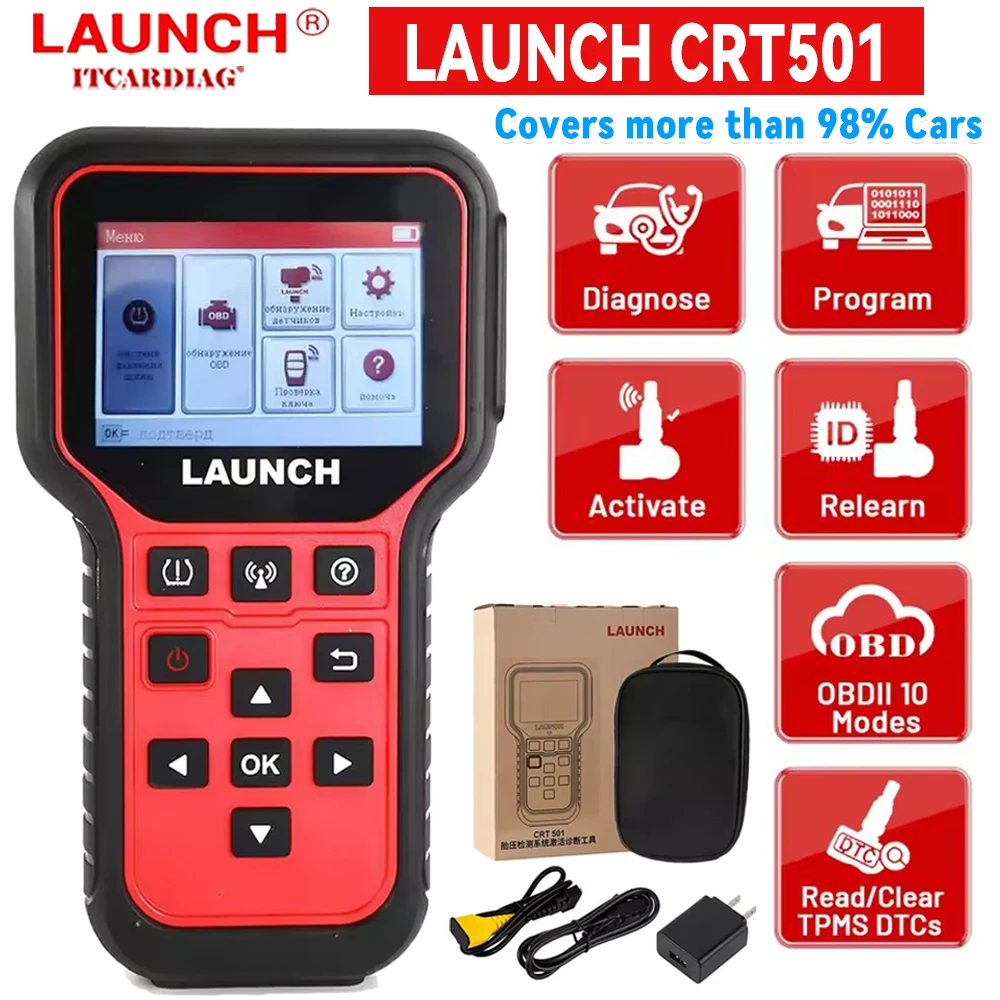 

LAUNCH CRT 501 CRT501 TPMS Diagnostic Tool Tire Pressure 315+433MHz Activation Sensor Code Read Write TPMS Sensor Pk X431 Tsgun