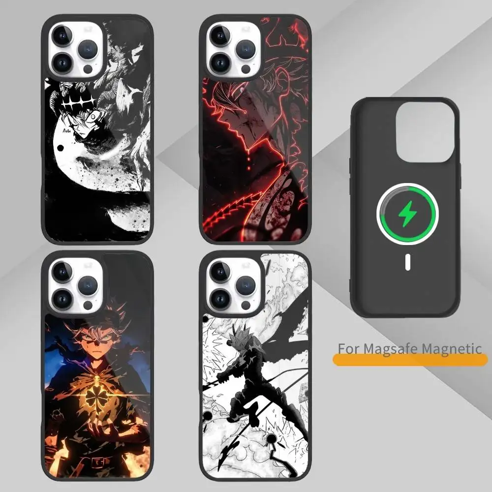 

Asta Cartoon B- Black C-Clover Phone Case For iPhone 17,16,15,14,13,Pro,Max,Plus,Magnetic For Magsafe Wireless Charging