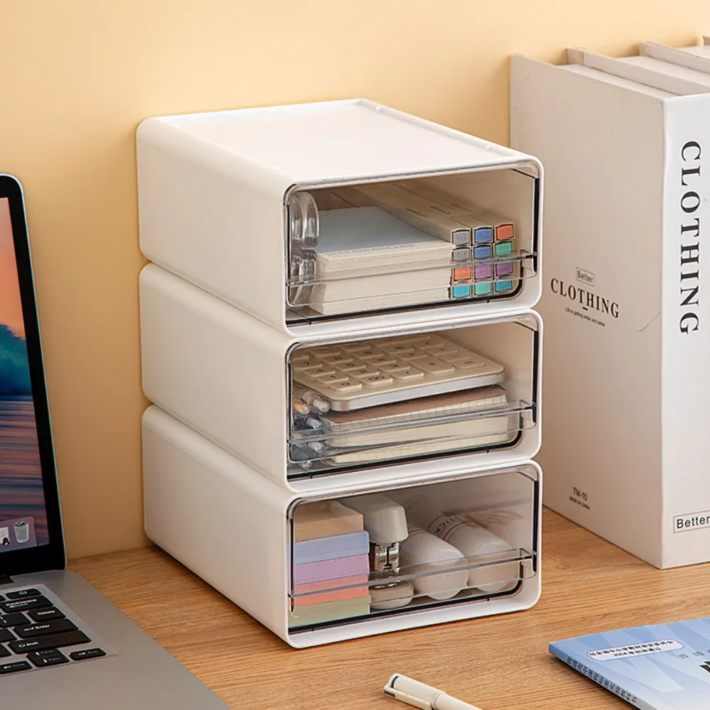 Desktop Storage Boxs Transparent Office Document Sundries Holder Drawers Desk Organizer Drawers Stationery Cabinet Sundries