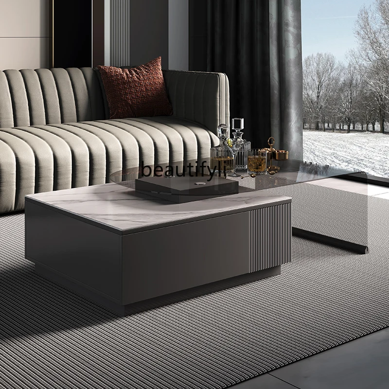 

Современная Минималистичная каменная тарелка zqModern, выдвижной стеклянный журнальный столик, ТВ-шкаф, комбинированная мебель для гостиной и дома