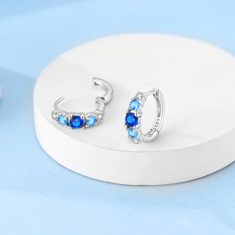 Women\'s 925 Sterling Silver Colorful Shiny Zircon Circle Fashionable Earrings Fit For At Wedding Party Exquisite Gift Jewelry