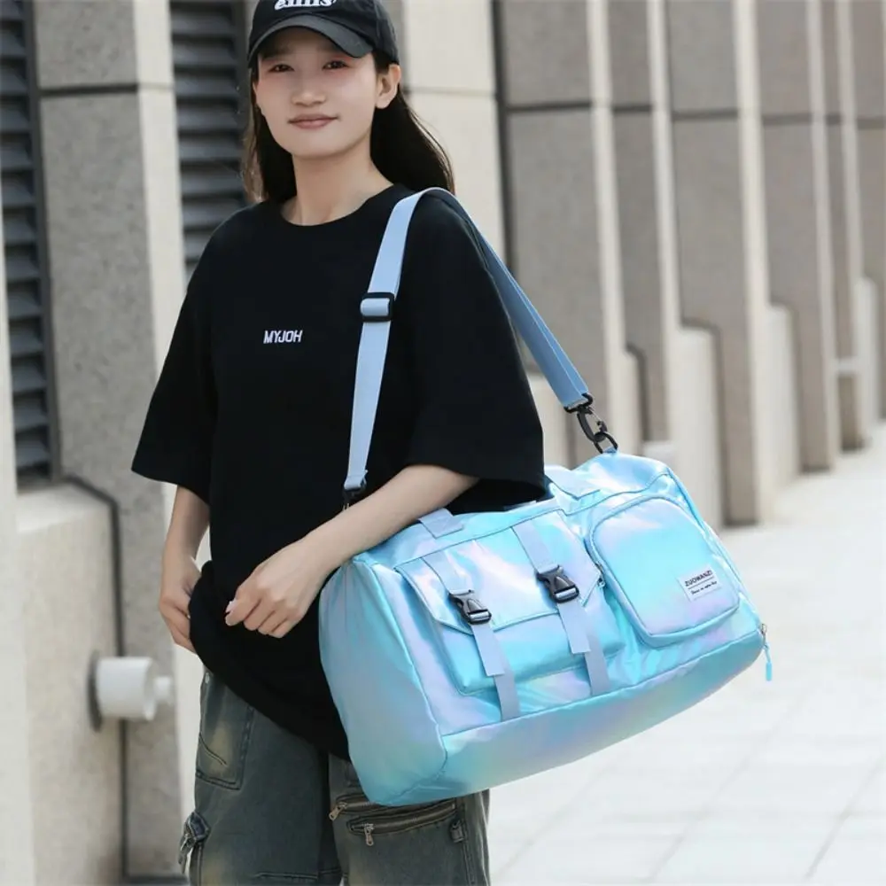 

Pearl Glossy Gym Bag Wet Dry Separation Waterproof Fitness Training Handbag Carry-On Shoe Compartment Travel Luggage Bag
