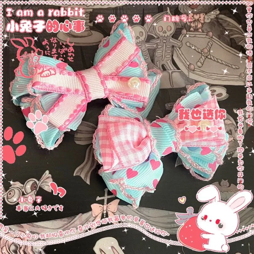 

【1Pair】 Y2K Accessories Hair Clips Hair Accessories Pink Green Lolita Cosplay Accessories Hairpin Cute Hair Bow Kawaii
