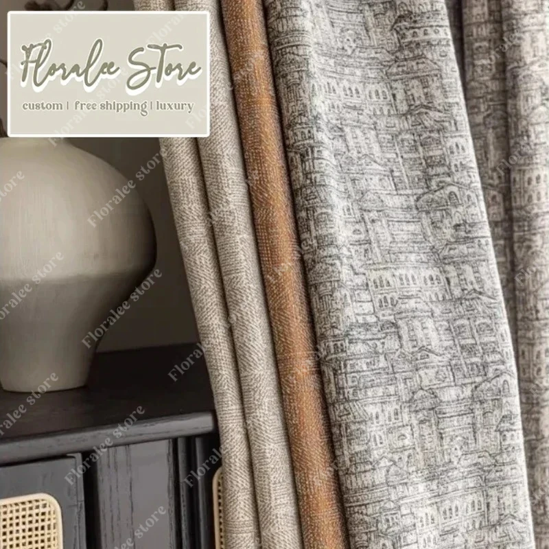 

High Precision Jacquard European Curtains For Living Room Bedroom Dining Blackout Classic Decor Luxury Custom Size White Tulle