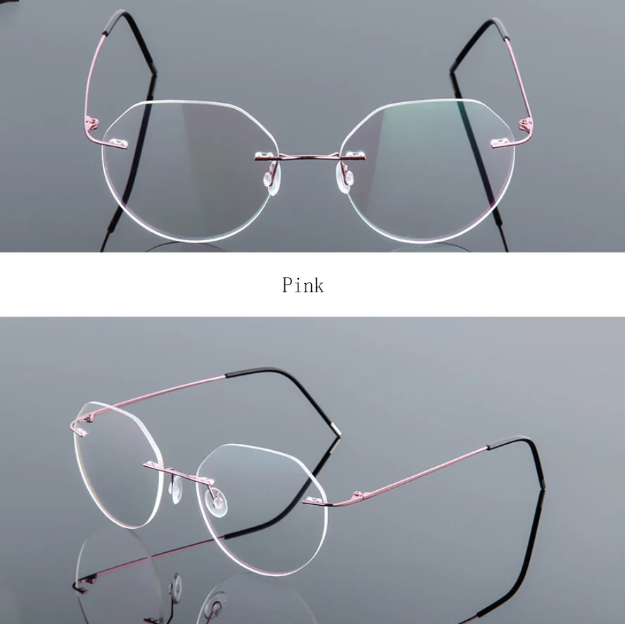FELRES Randlose Titanlegierung Polygon Anti Blaues Licht Lesebrille Männer Frauen Memory Metall Grenzenlose Rezept Optische Gläser 4
