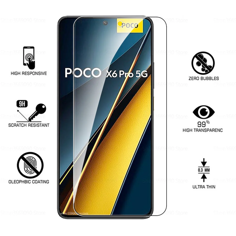 6in1 Tempered Glass For Xiaomi Poco X6 Pro 5G Screen Protector Little Pofo X6 X 6 6X X6Pro PocoX6 PocoX6Pro Camera Glass Film