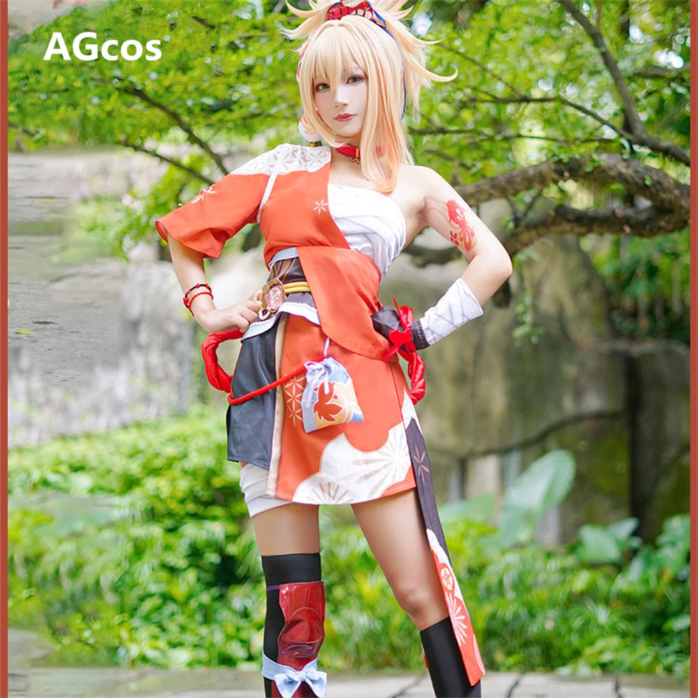 

AGCOS In Stock Game Genshin Impact Naganohara Yoimiya Cosplay Costume Woman Lovely Christmas Cosplay Suits Costumes