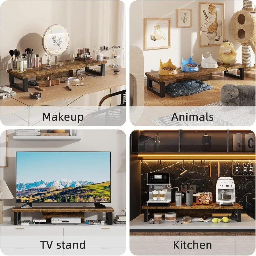 WESTREE Dual-Monitorständer-Riser, Monitorständer aus Holz und Stahl, Computer-Monitorständer für 2 Monitore, Mehrzweck-Desktop