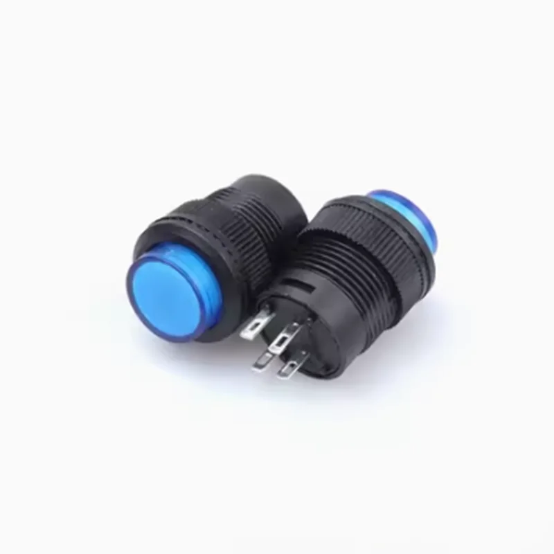 2pcs 16mm R16-503 Self-locking Momentary Round Button Switch With Light 4PIN 3A 250V