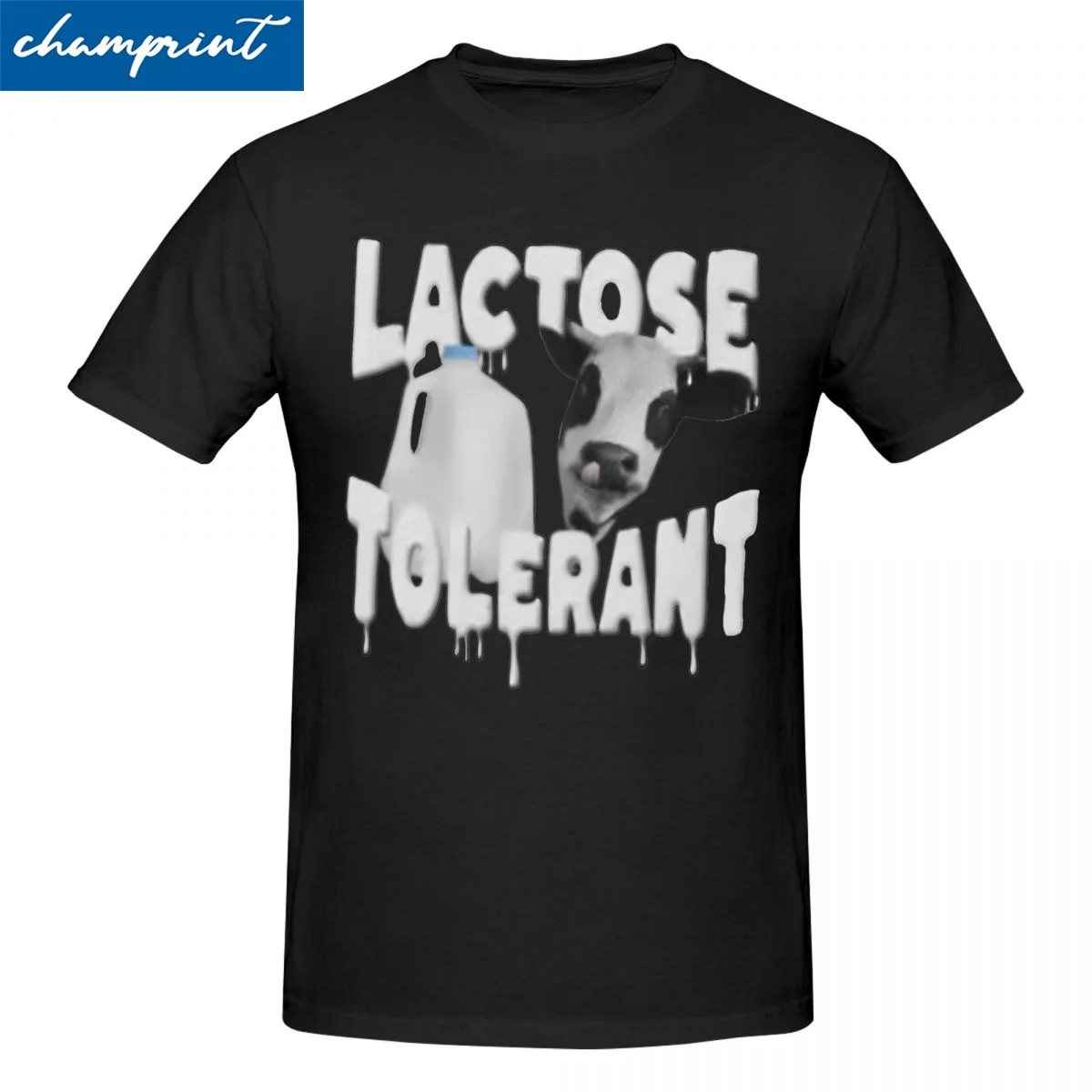 Print Lactosed-Tolerants Tshirts For Men Women Round Neck Short Sleeve Clothes Cow Milk Funny Meme 100%Cotton Summer Clothes