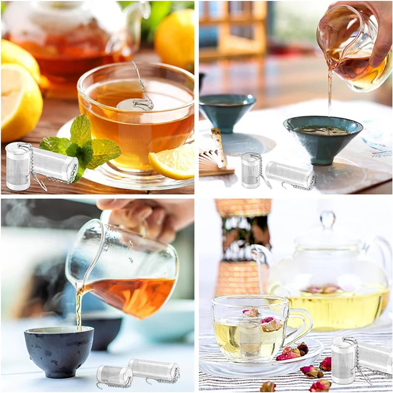 Förderung! 8PCS Tee-Ei für losen Tee, Teefilter mit Deckel, Edelstahl-Teesieb mit Kettenhaken, großes Teesieb Ba