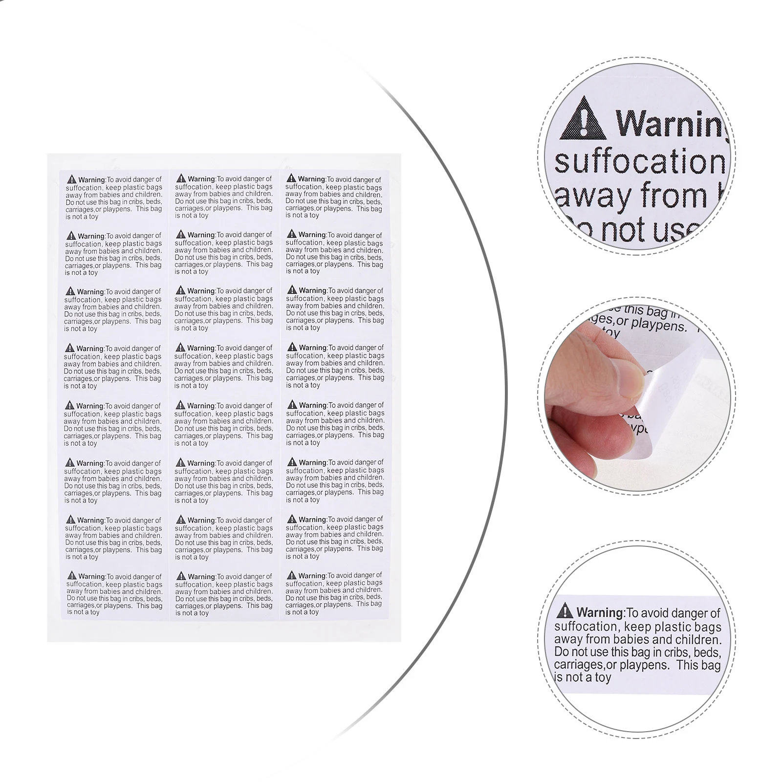 1000 Pcs Warning Stickers for Shipping Anti-Suffocation Label Signs Self-adhesive Child Choking